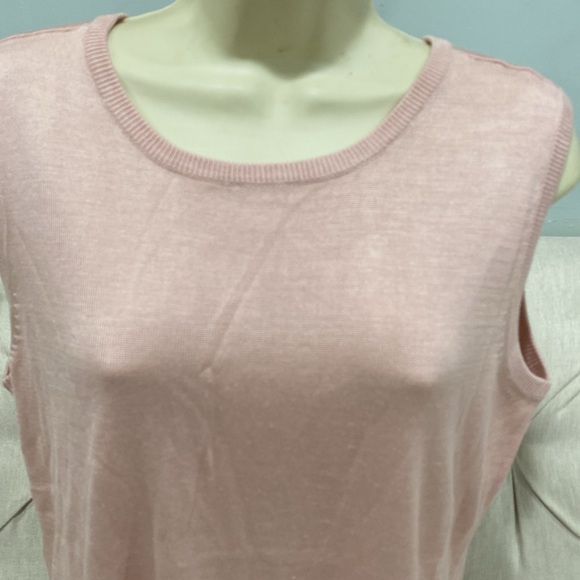 SILK LORE BY BETH TERRELL 100% pure silk light pink sleeveless knit top size L - Picture 2 of 12